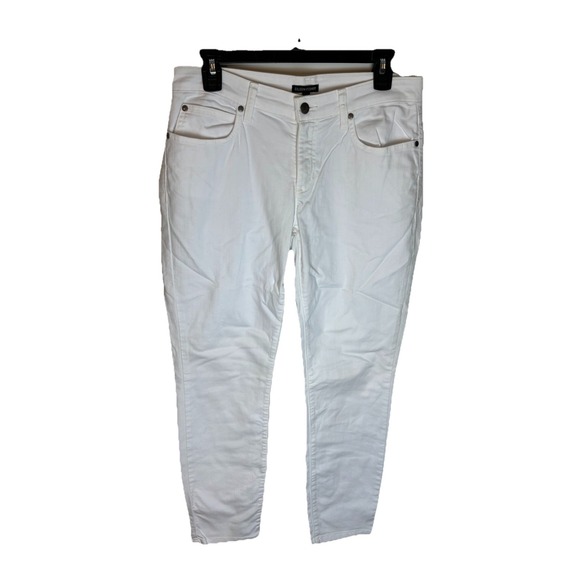 Eileen Fisher Denim - Eileen Fisher White Cotton Straight Jeans Womens‎ Size 6x28